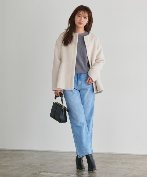 「Pierrot」 ノーカラーコート L ベージュ レディース_画像9