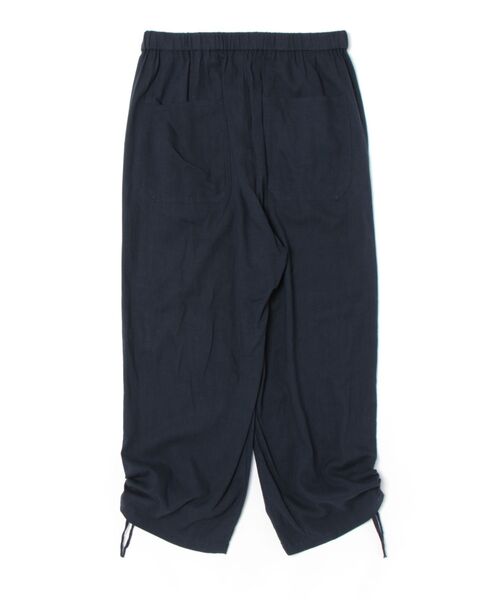 SUPER HAKKA パンツ ロゴフラワー刺繍 麻レーヨンストレッチドロスト