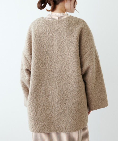 「PUAL CE CIN」 ノーカラーコート FREE モカ レディース_画像4