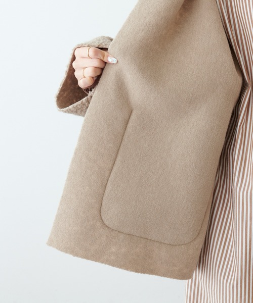 「PUAL CE CIN」 ノーカラーコート FREE モカ レディース_画像9