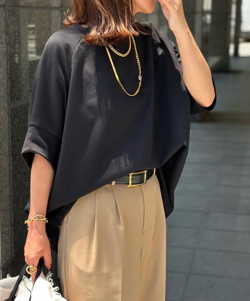 tシャツ ライトダンボールドロストヘムプルオーバー レディースの画像
