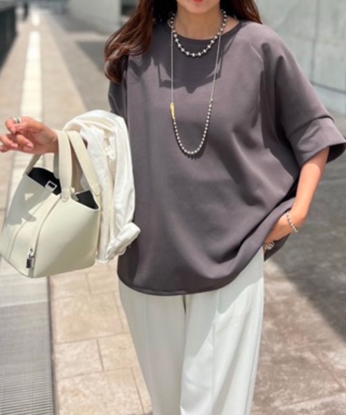 tシャツ ライトダンボールドロストヘムプルオーバー レディースの画像