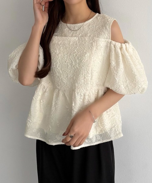 「callautia」 半袖ブラウス MEDIUM アイボリー レディース