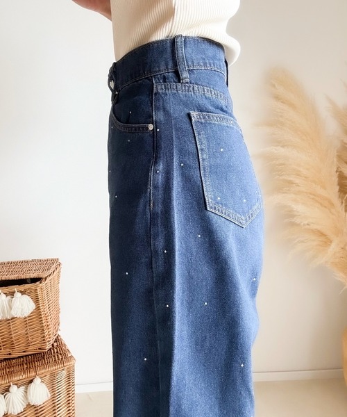 ワイドパンツ ジーンズ デニム デニムパンツ カーブデニムライン