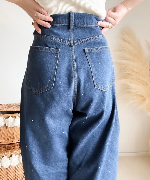 ワイドパンツ ジーンズ デニム デニムパンツ カーブデニムライン