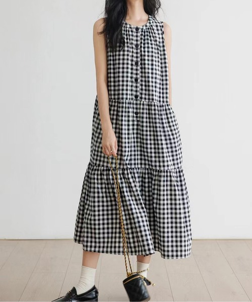 FOXEY NEW YORK ワンピース ギンガムチェック ノースリーブ ギンガムチェックノースリーブシャツワンピース – Sara Boutique