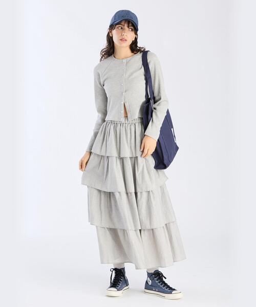 To b. by agnes カーディガン ワッフル コンパクト ロングスリーブ