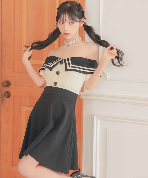 Tika ドレス キャバドレス「韓国ドレス」 襟付き セーラーカラー