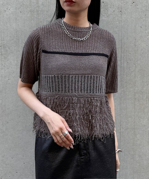 ニット セーター 「＆g'aime」ループMIX配色ニット　Loop Blend Color Knit レディース