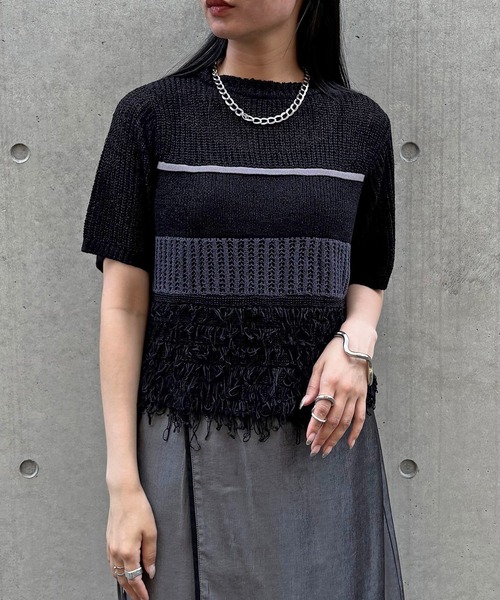 ニット セーター 「＆g'aime」ループMIX配色ニット　Loop Blend Color Knit レディース &g'aime ニット セーター 「＆g'aime」ループMIX配色ニット Loop