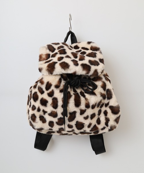 デイバック リュック レオパード柄フェイクファーリュック レディース