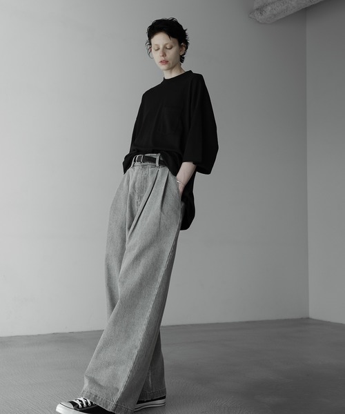 「remer」 加工デニムパンツ LARGE サックスブルー メンズ