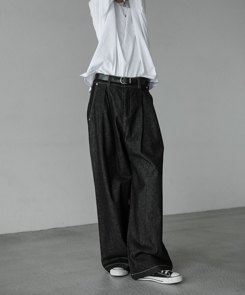 「remer」 加工デニムパンツ LARGE サックスブルー メンズ