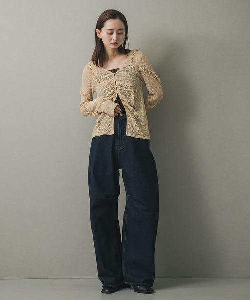 Ermanno Scervino レースフロントカーディガン グレー美品 セール】 フロントホックストレッチカーディガン （カーディガン