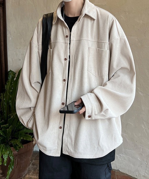 Ressaca（レサーカ） シャツ オーバーサイズコーデュロイ長袖シャツ