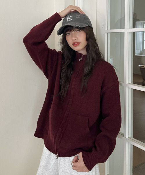 カーディガン 「Good Riddance」ハイネック ダブルジップ ドライバーズ