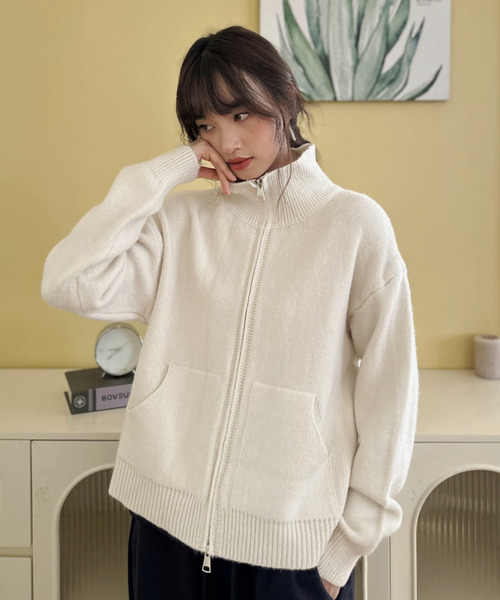 カーディガン 「Good Riddance」ハイネック ダブルジップ ドライバーズ