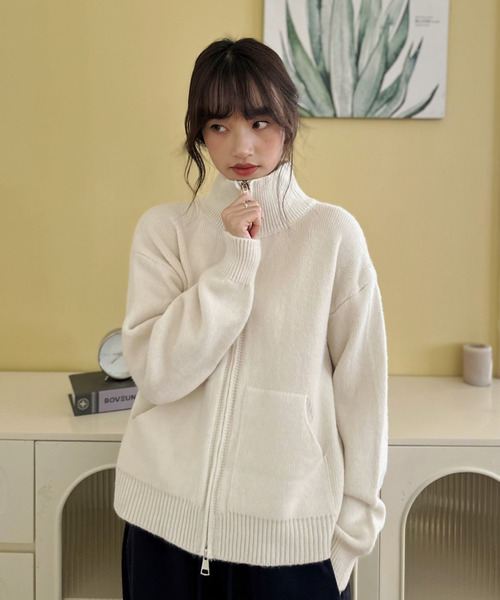 カーディガン 「Good Riddance」ハイネック ダブルジップ ドライバーズ