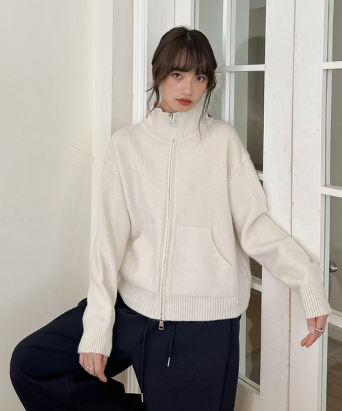 カーディガン 「Good Riddance」ハイネック ダブルジップ ドライバーズ