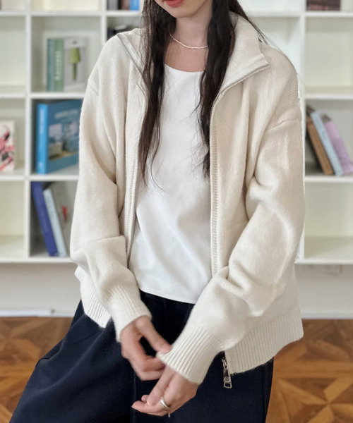 カーディガン 「Good Riddance」ハイネック ダブルジップ ドライバーズ