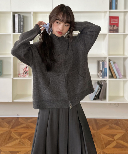 カーディガン 「Good Riddance」ハイネック ダブルジップ ドライバーズ