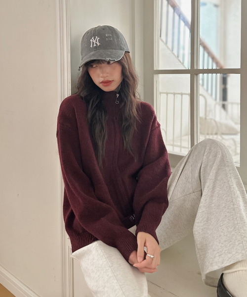 カーディガン 「Good Riddance」ハイネック ダブルジップ ドライバーズ