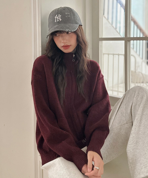 カーディガン 「Good Riddance」ハイネック ダブルジップ ドライバーズ