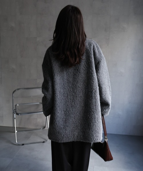 ap retro コート アウター フェザーシャギーミドル丈コート レディース