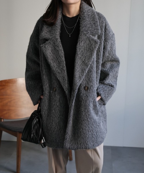 ⭐︎新品⭐︎グレディブリリアン⭐︎クロシェ⭐︎シャギーミディPコート⭐︎グレージュ⭐︎ ⭐︎新品⭐︎グレディブリリアン⭐︎クロシェ⭐︎シャギーミディP