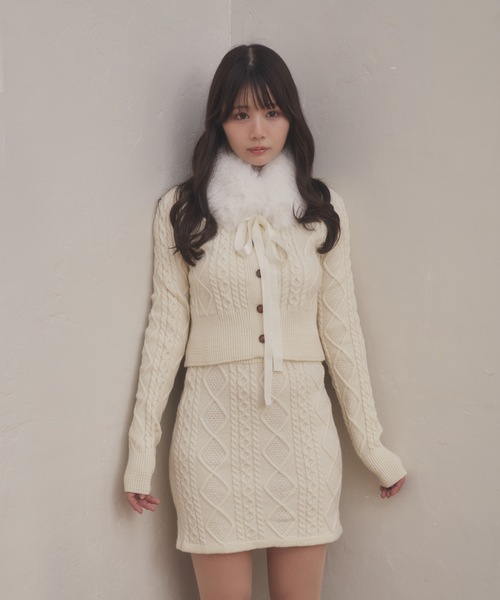 tomomi アプ ニットセット M DOLLY セットアップ fur tippet aurora knit set up/ファーティ