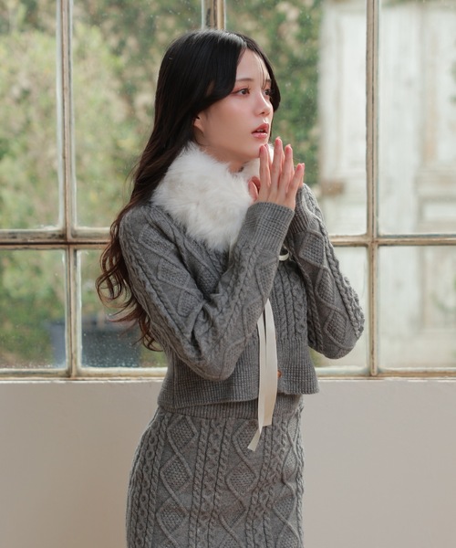 ANDMARY Alma ribbon knit セットアップグレー ANDMARY Alma Ribbon Knit Set Up 