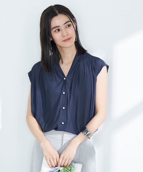「NOLLEY'S」 ノースリーブブラウス 36 ネイビー レディース_画像6
