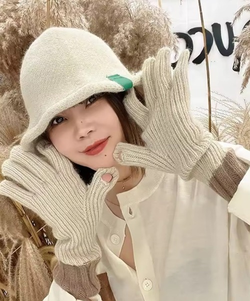 手袋 「 ammy. / エイミードット 」 ツートーン ニット スマホタッチ