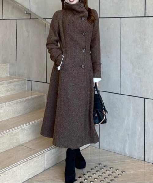 rienda 25オーバーネックシンデレララインコート マルチ ブラウン rienda（リエンダ） ステンカラーコート コート 25オーバーネック