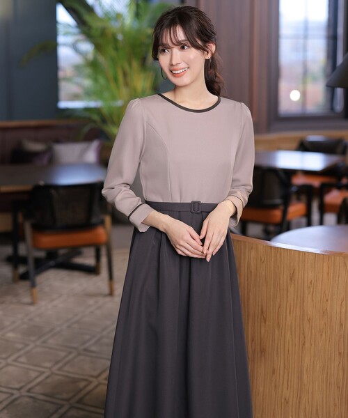 「Tiaclasse」 ドッキングワンピース S グレー レディース_画像3