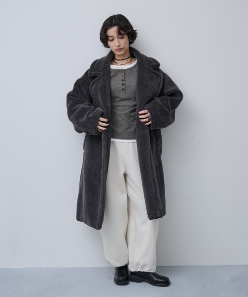 AIC. コート チェスターコート ボアロングテーラードコート レディース