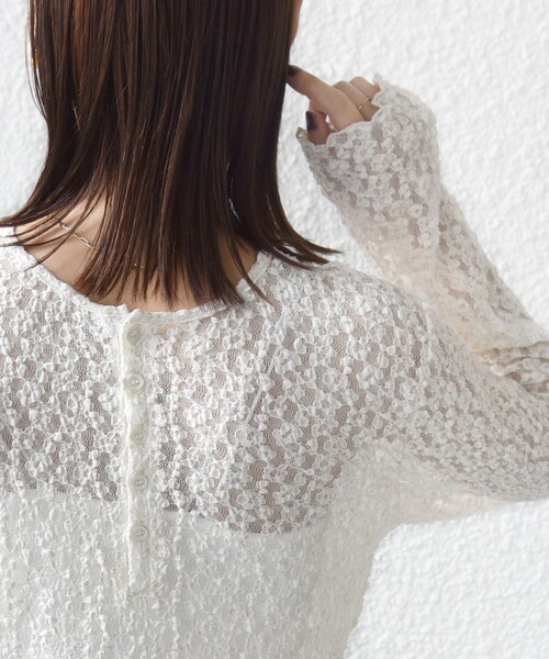 SHIPS（シップス） tシャツ 「手洗い可能」ラメ ラッセル レース