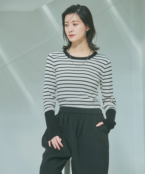 LAKOLE（ラコレ） ニット セーター 12ゲージ袖配色ニット2 / 638483