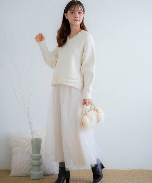 「NOELA」 長袖ニット フリー オフホワイト レディース_画像9