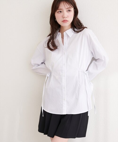 PEACE NOW サイドリボン ストライプブラウス Mサイズ natural couture ブラウス シャツ サイドリボンストライプシャツ