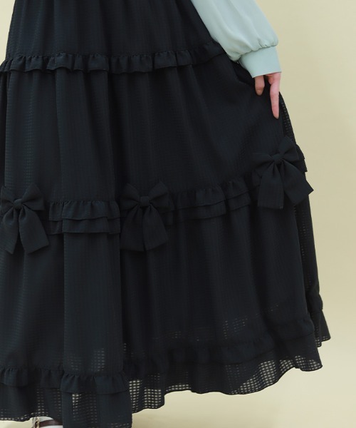 axes femme POETIQUE スカート シアーギンガムティアードSK