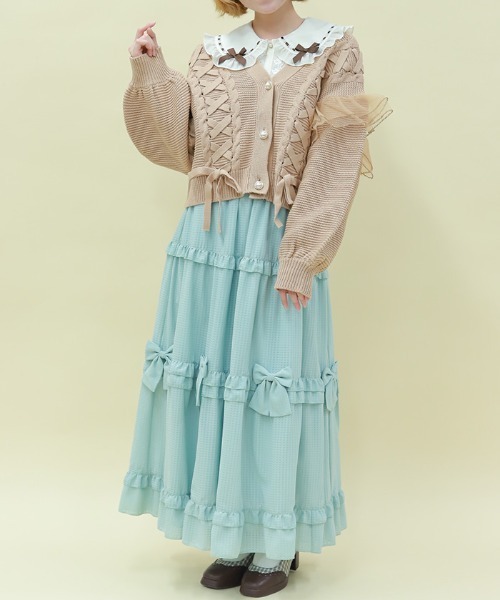 axes femme POETIQUE スカート シアーギンガムティアードSK