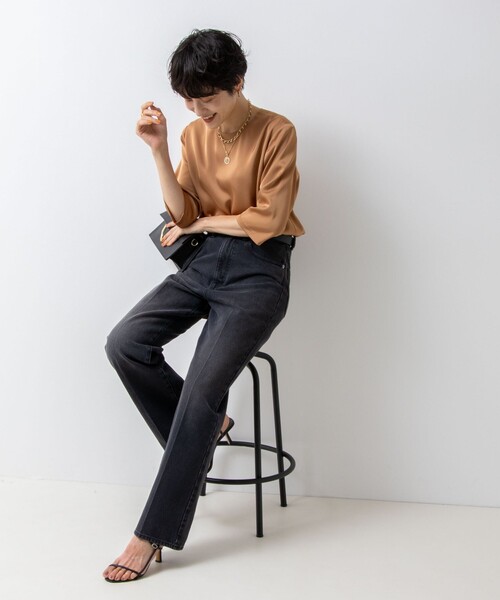 「NOLLEY'S」 半袖ブラウス 36 ベージュ レディース_画像4