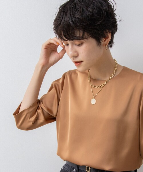 「NOLLEY'S」 半袖ブラウス 36 ベージュ レディース_画像7