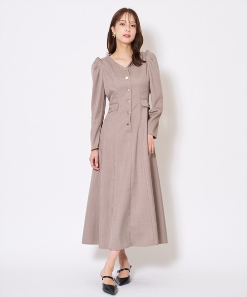 AND COUTURE（アンドクチュール） ワンピース Vネックパフスリーブ