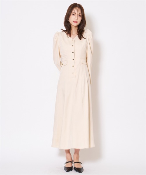 AND COUTURE（アンドクチュール） ワンピース Vネックパフスリーブ