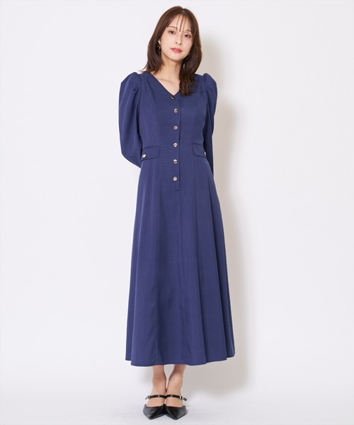 AND COUTURE（アンドクチュール） ワンピース Vネックパフスリーブ