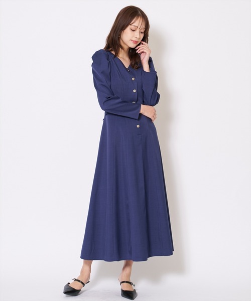 AND COUTURE（アンドクチュール） ワンピース Vネックパフスリーブ