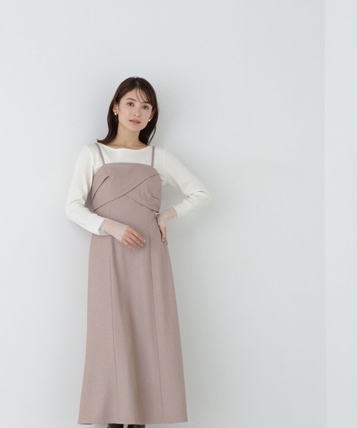 「NATURAL BEAUTY BASIC」 キャミソールワンピース SMALL グレー レディースの画像