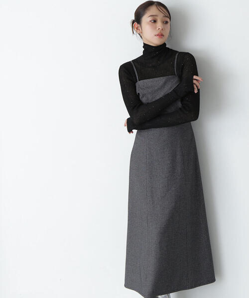 「NATURAL BEAUTY BASIC」 キャミソールワンピース SMALL グレー レディースの画像